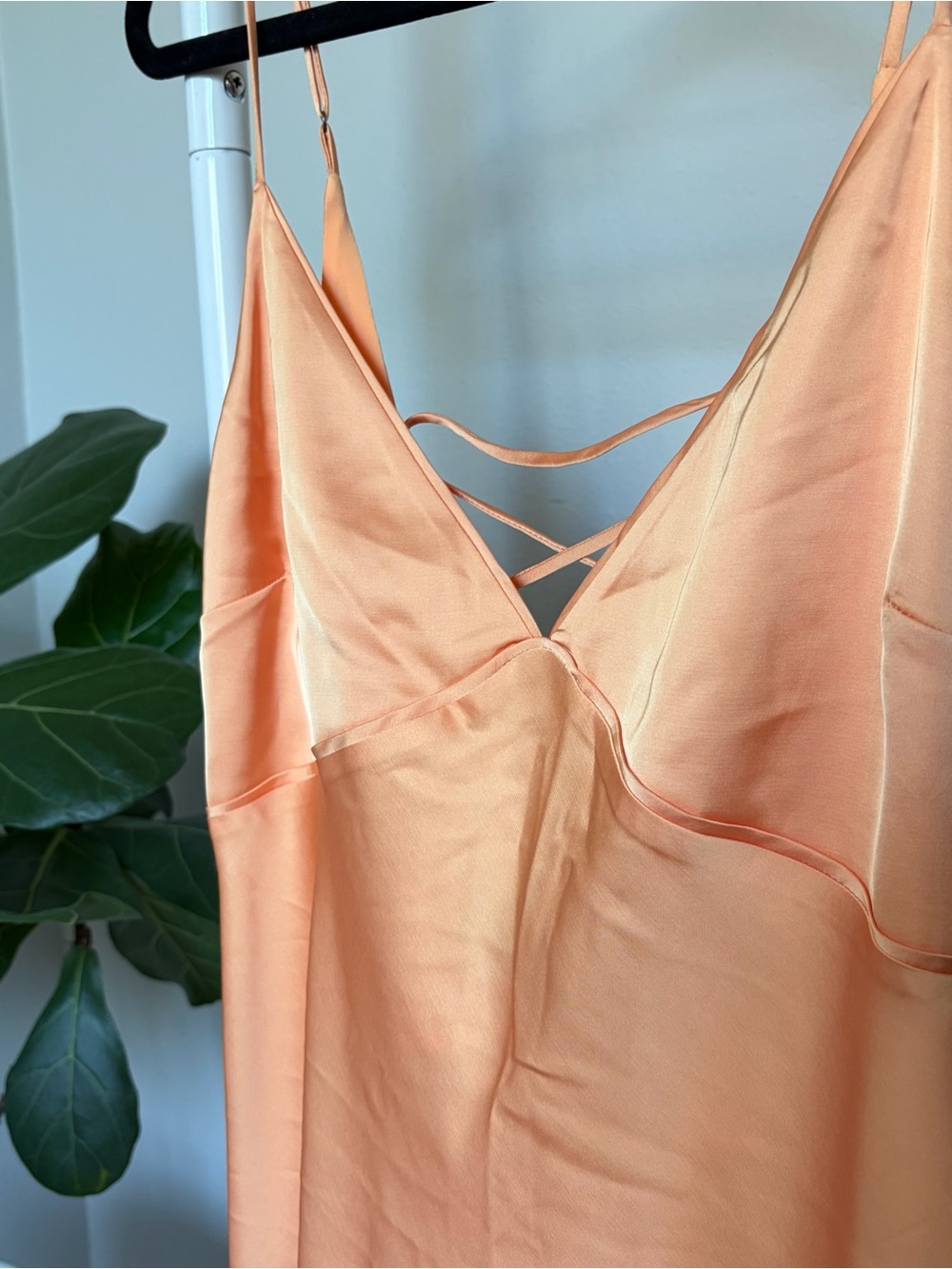 Abercrombie & Fitch Orange Satin Slip Midi Dress - Picture 6 of 6
